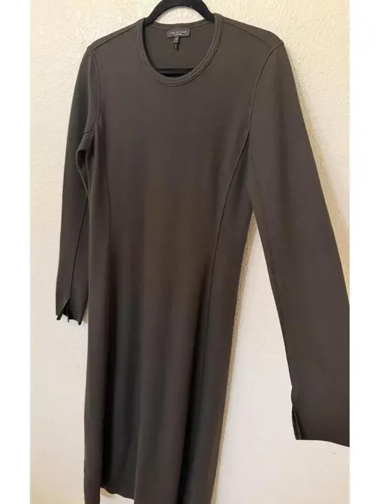 New Rag & Bone Yan Long Sleeve Wool Sweater Dress in Army Size 8 - Picture 7 of 13